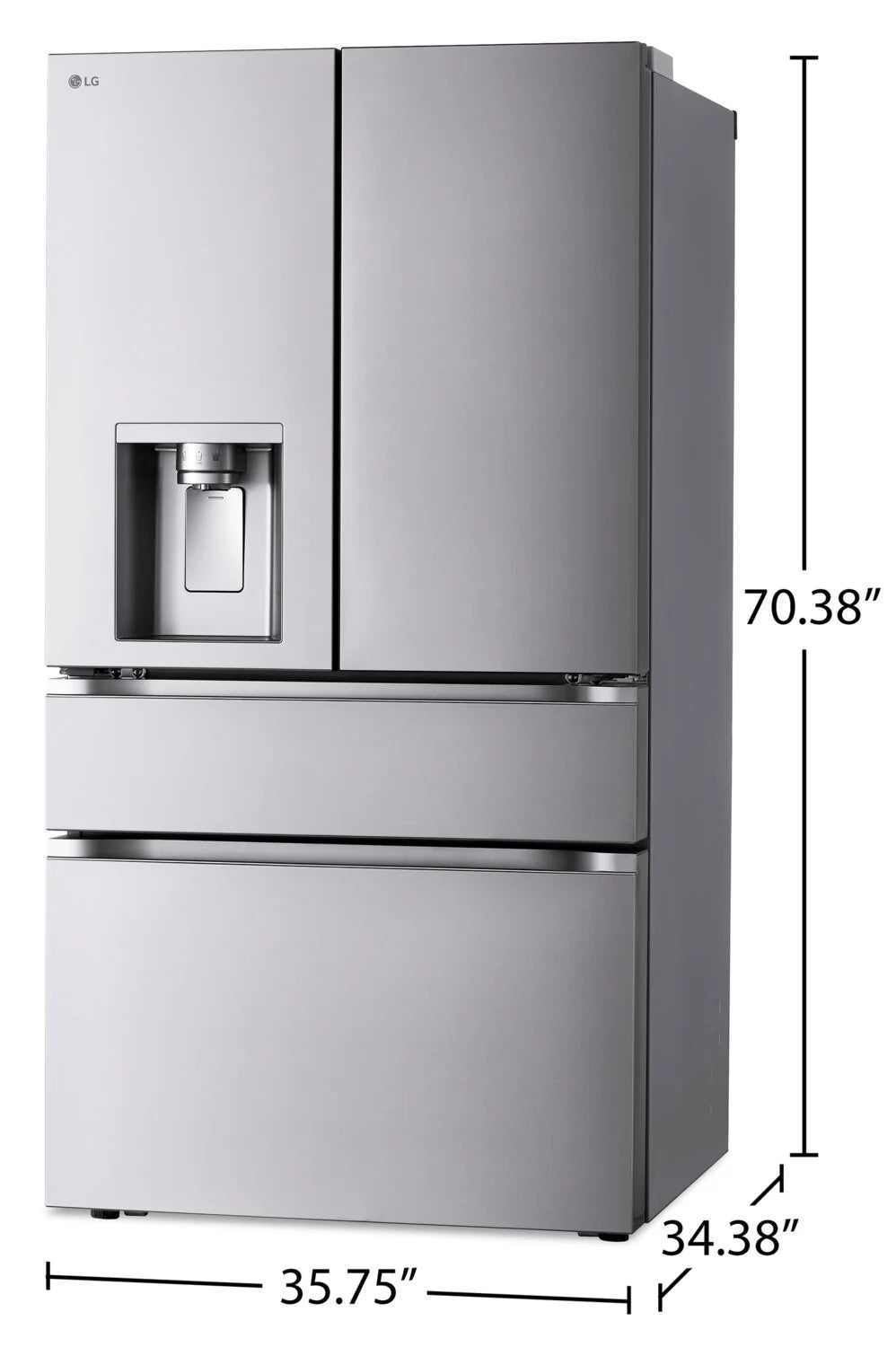Réfrigérateur LG 29 pi³ 4 portes 36" avec tiroir convertible en acier inoxydable