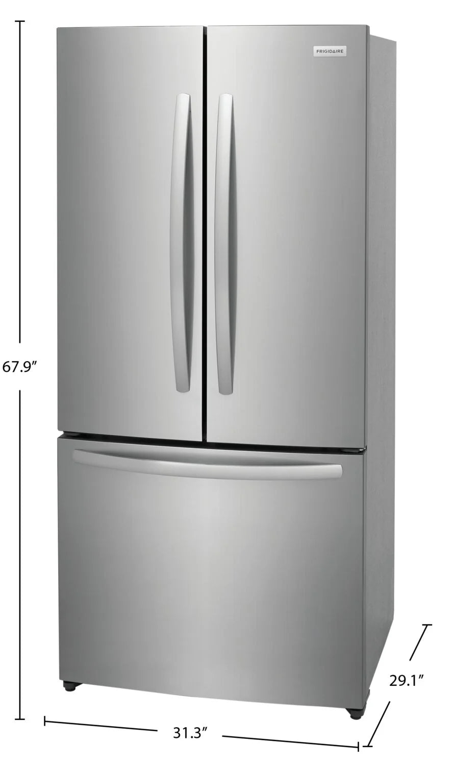 Réfrigérateur Frigidaire 31" 17,6 pi³ Portes Françaises Profondeur Comptoir Acier Brossé FRFG1723AV