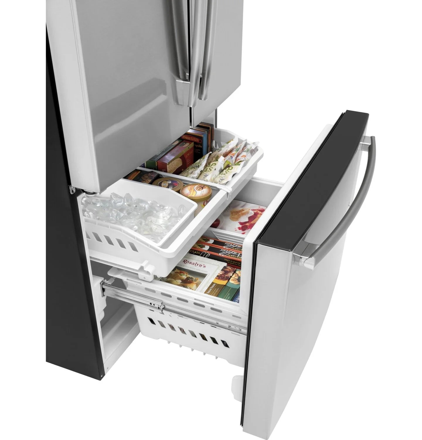 Réfrigérateur GE 27 pi³ Portes Françaises Inox sans Trace