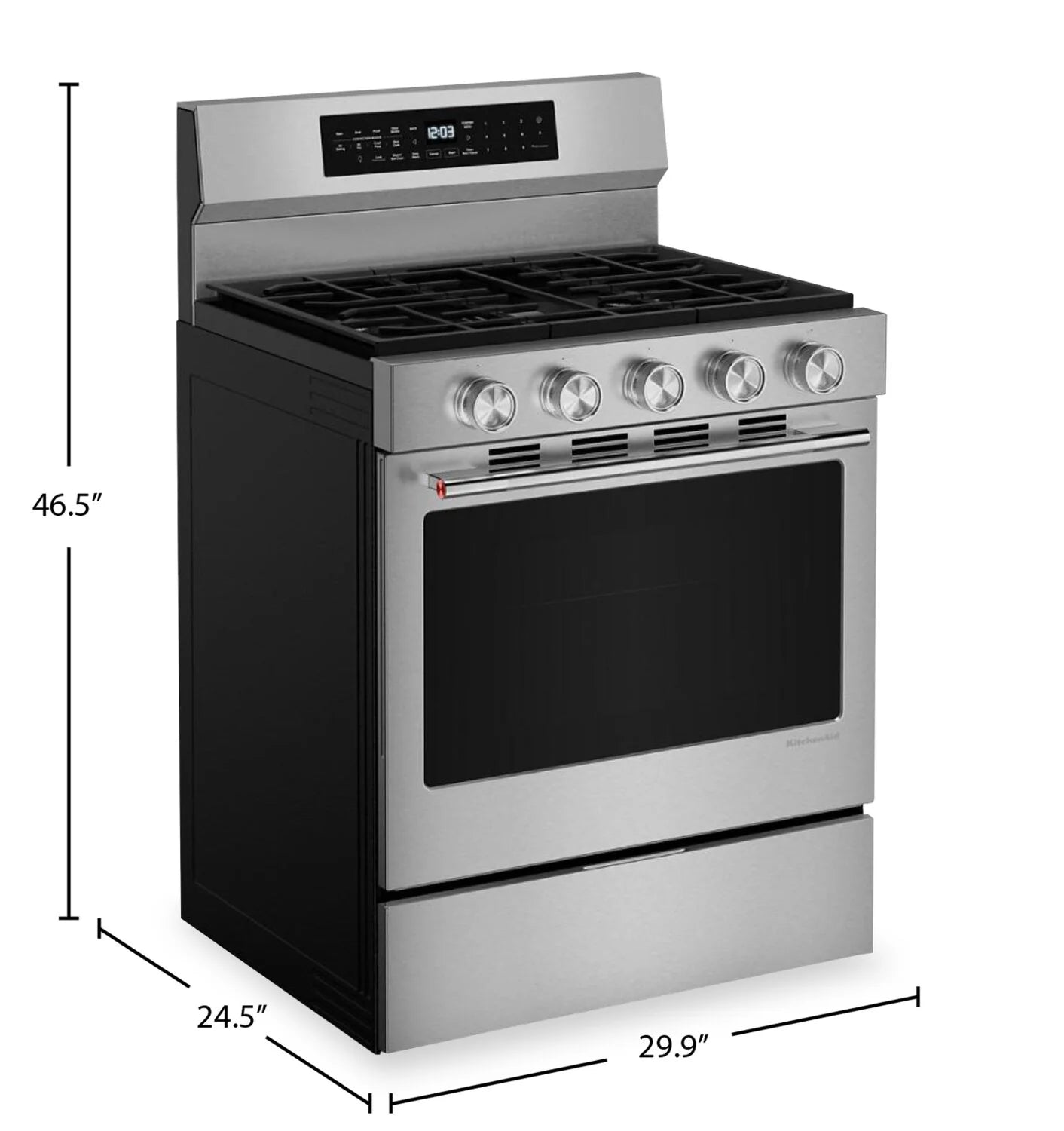 Cuisinière KitchenAid Gaz 5 pi³ Inox Anti-Trace KFGS530SPS