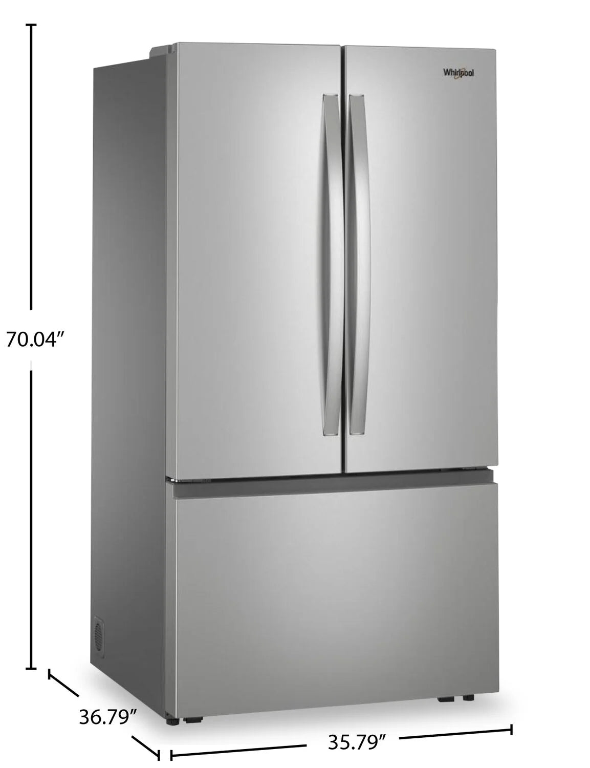 Réfrigérateur Whirlpool 36" 30,5 pi³ Portes Françaises Inox Anti-Traces WRFF3336SZ