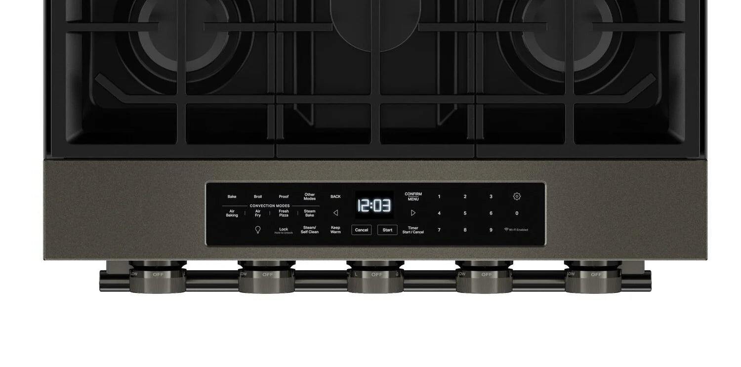 Cuisinière KitchenAid 30" 5 pi³ Gaz Minerai Noir Intelligent