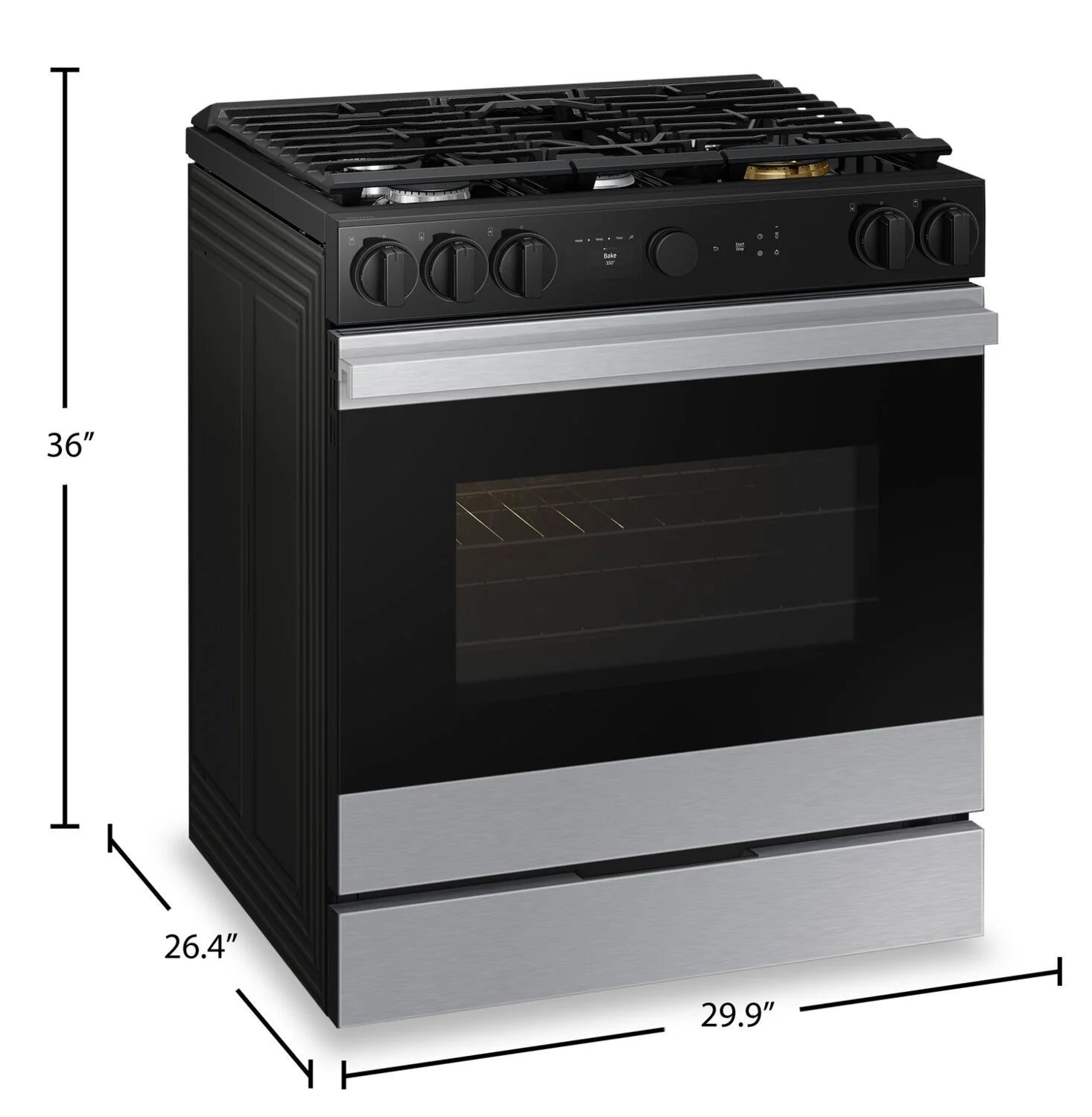 Cuisinière Samsung Bespoke 30" 6 pi³ Gaz Encastrée Caméra & Air Sous Vide Inox NSG6DG8700SRAA