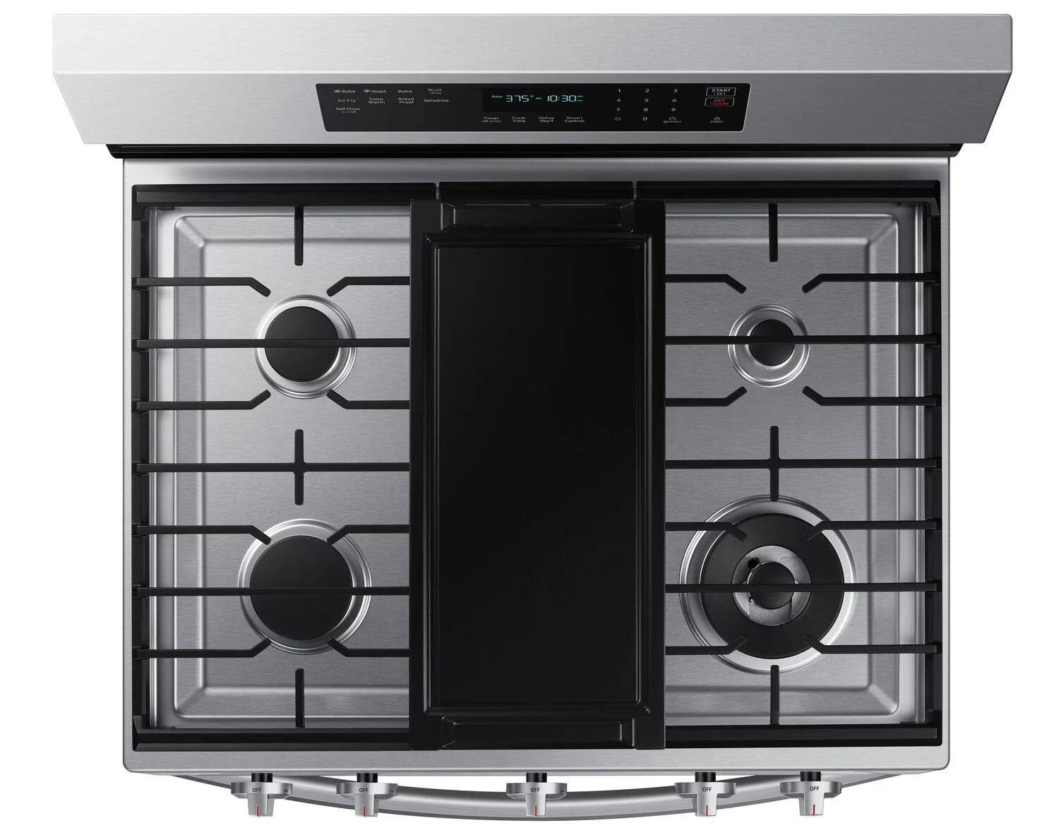 Cuisinière Samsung 30" 6 pi³ Gaz Conv. Véritable & Friture à Air Inox NX60A6711SS