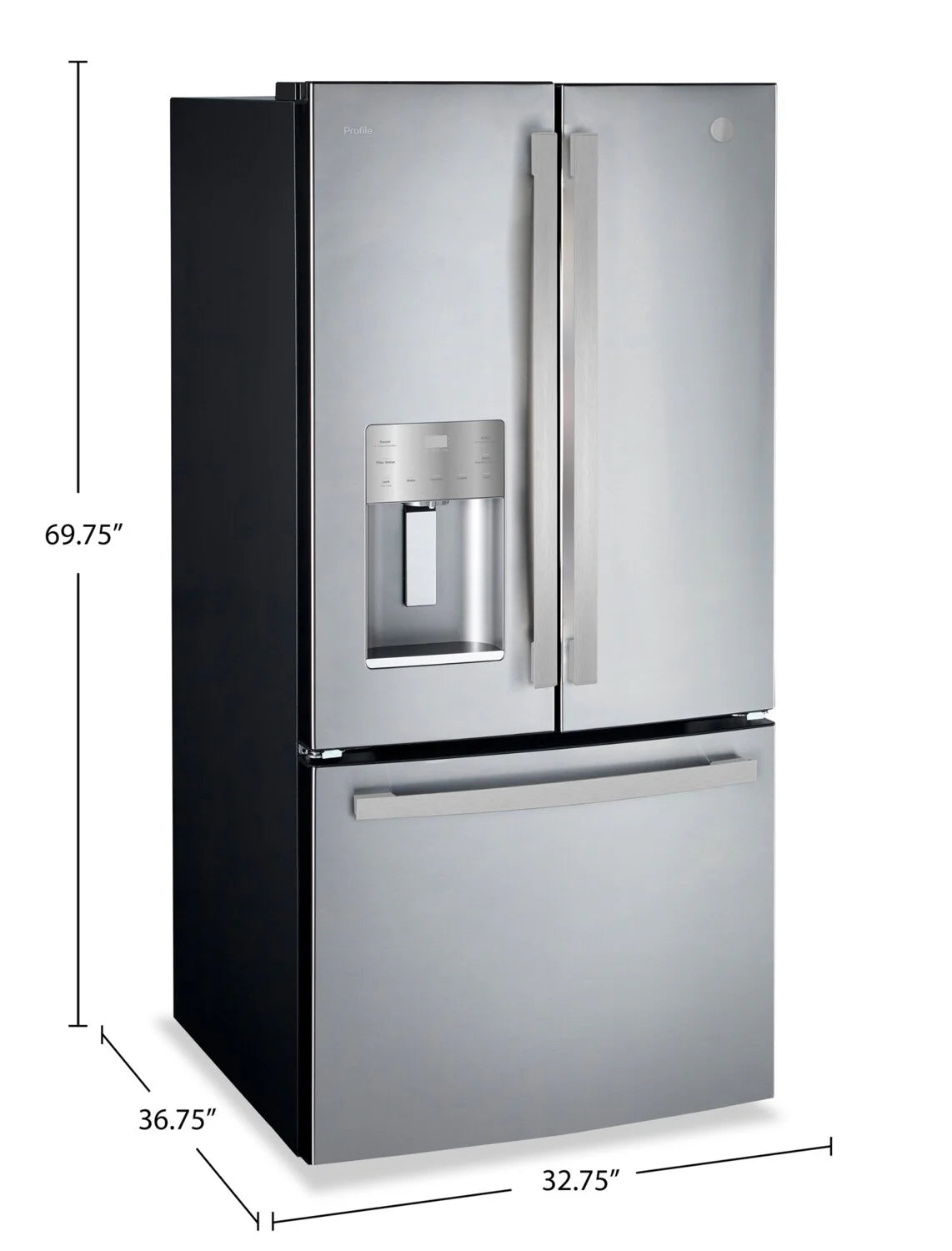 Réfrigérateur GE 23,6 pi³ French Door Inox 33"