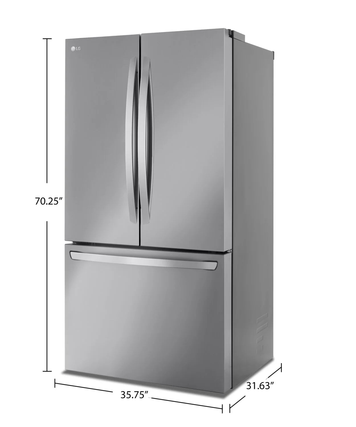 Réfrigérateur LG 36" 26,5 pi³ Portes Françaises Profondeur Comptoir MAX Inox LRFLC2706S