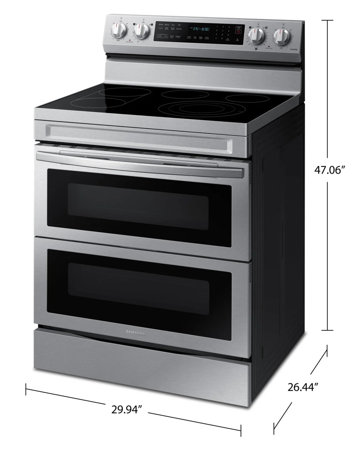 Cuisinière électrique double four Samsung 30 po 6,3 pi³ Flex Duo Air Fry inox NE63A6751SS