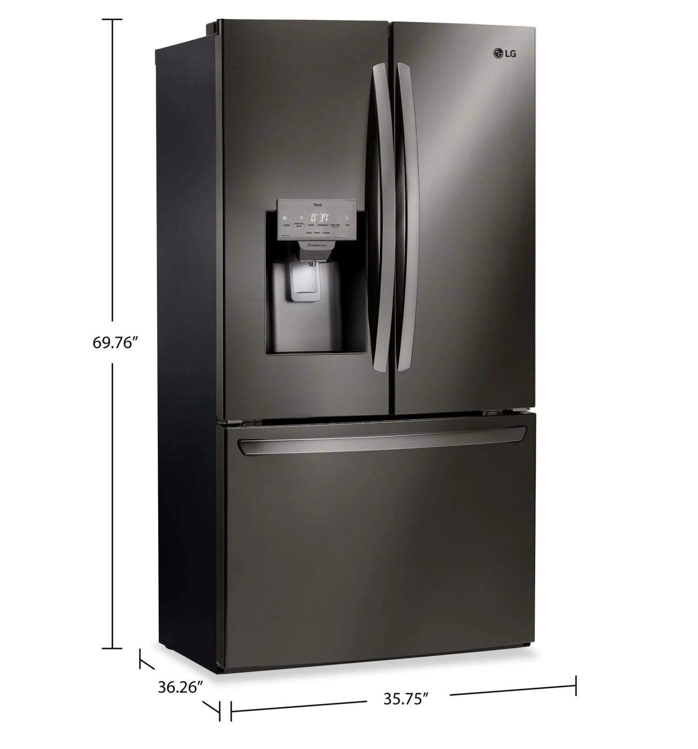 Réfrigérateur LG 28 pi³ Portes Françaises Inox Noir 36"