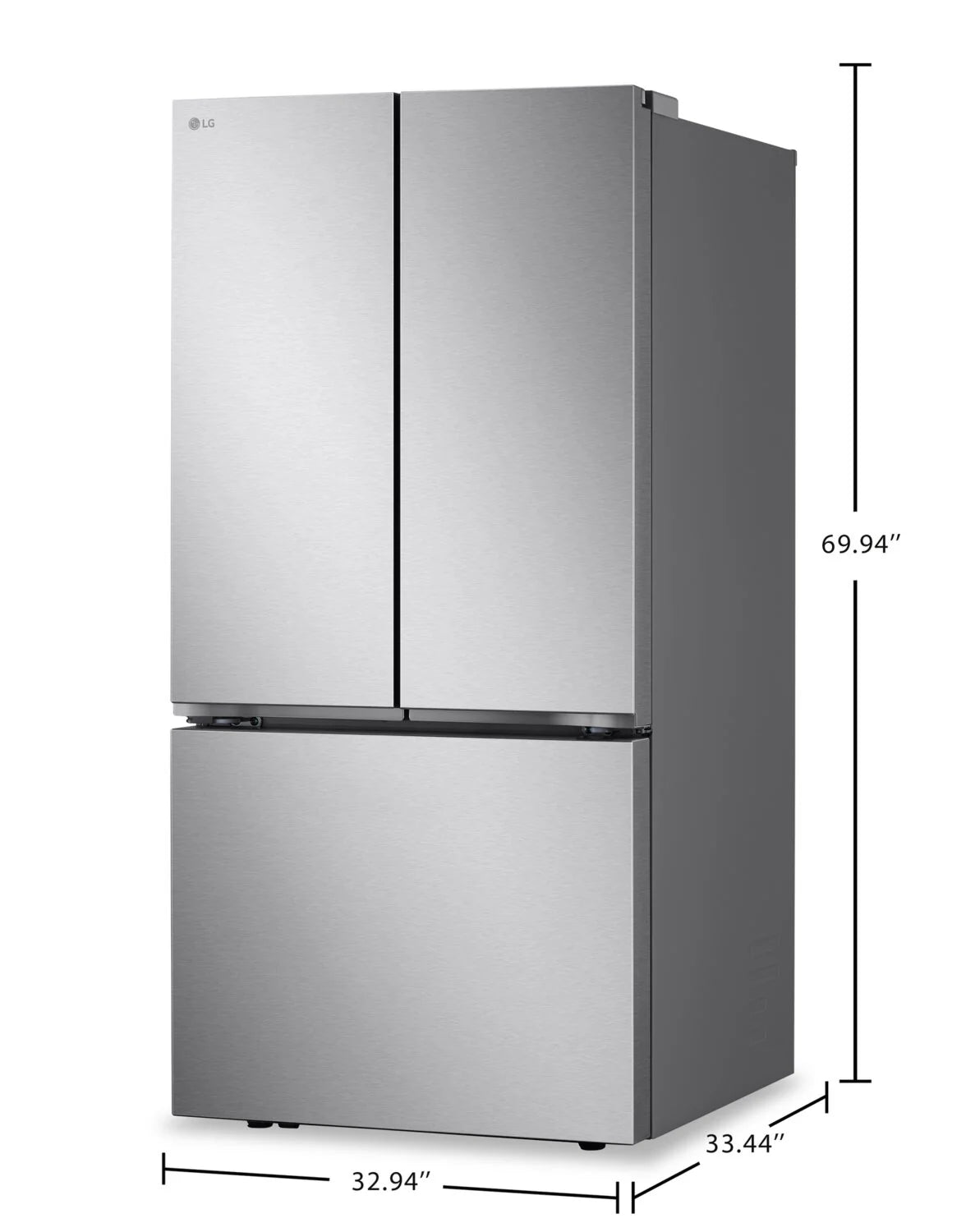 Réfrigérateur intelligent LG 25 pi³ Portes françaises 33" Acier inoxydable
