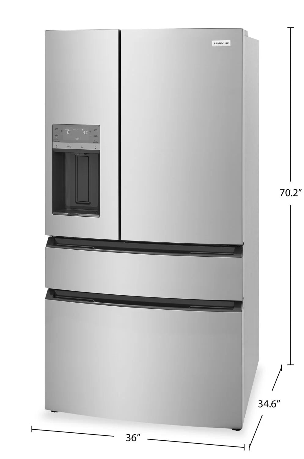 Réfrigérateur Frigidaire 36" 26,3 pi³ à 4 portes avec tiroir Custom-Flex en acier inoxydable FRMS2733AV