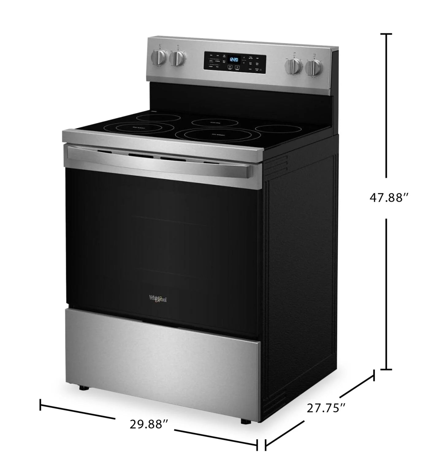 Cuisinière Whirlpool 5,3 pi³ Air Fry Inox YWFES5030RZ