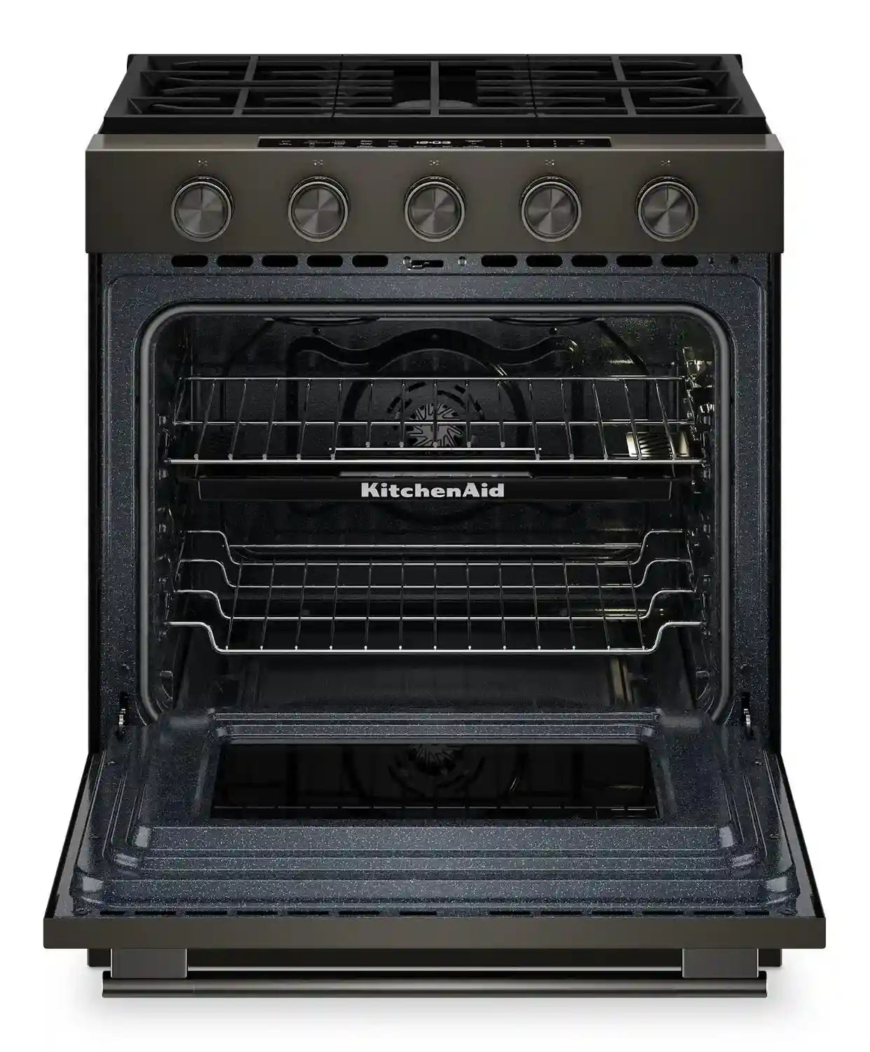 Cuisinière KitchenAid 30" 5 pi³ Gaz Minerai Noir Intelligent