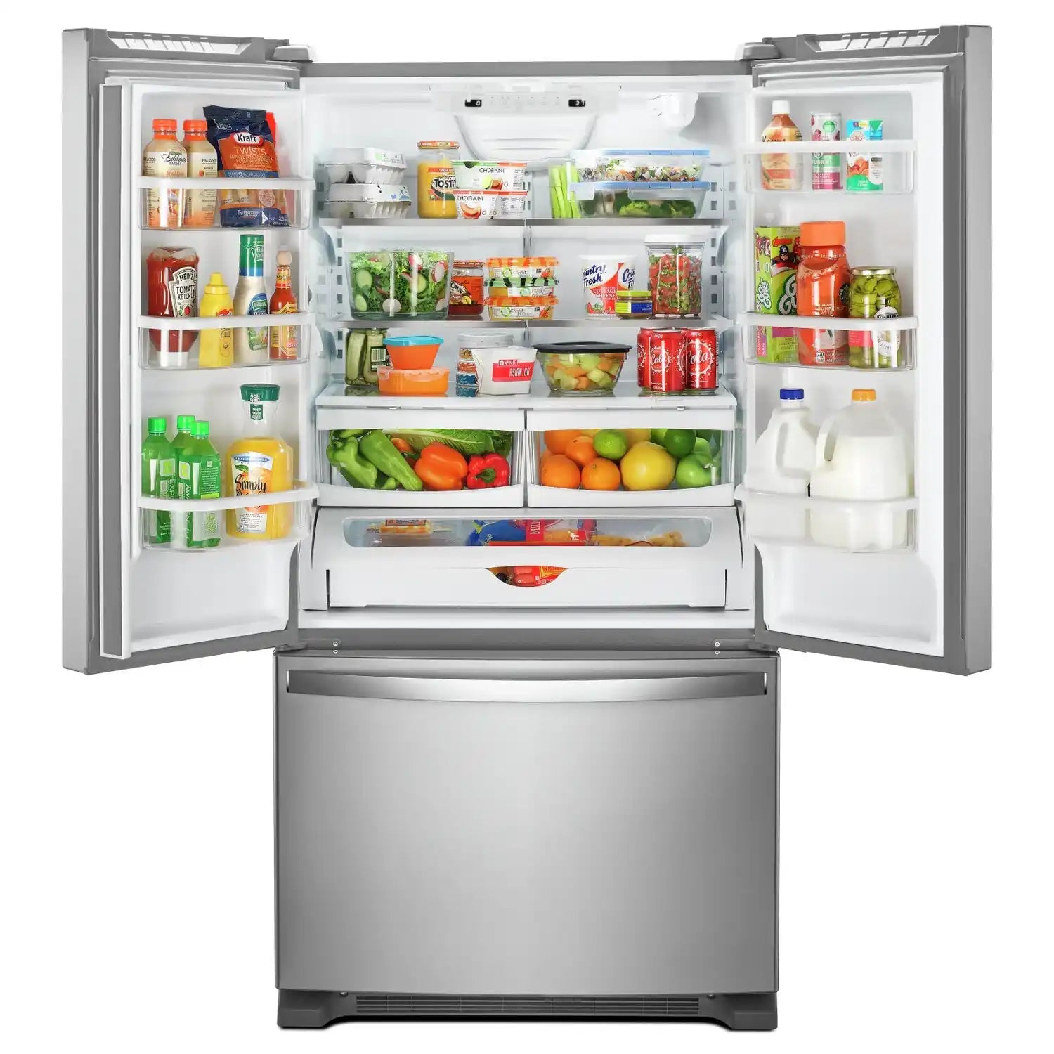 Réfrigérateur Whirlpool 33" 22,1 pi³ Portes Françaises Acier Inoxydable Anti-Trace WRFF5333PZ