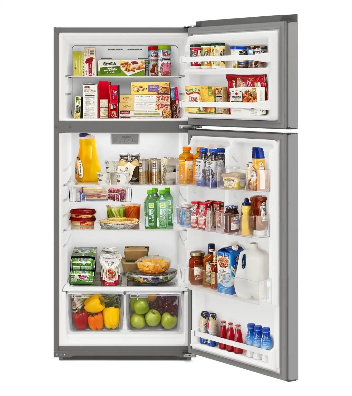 Réfrigérateur Whirlpool WRTX5328PM inox congélateur supérieur 28 po 16,3 pi³