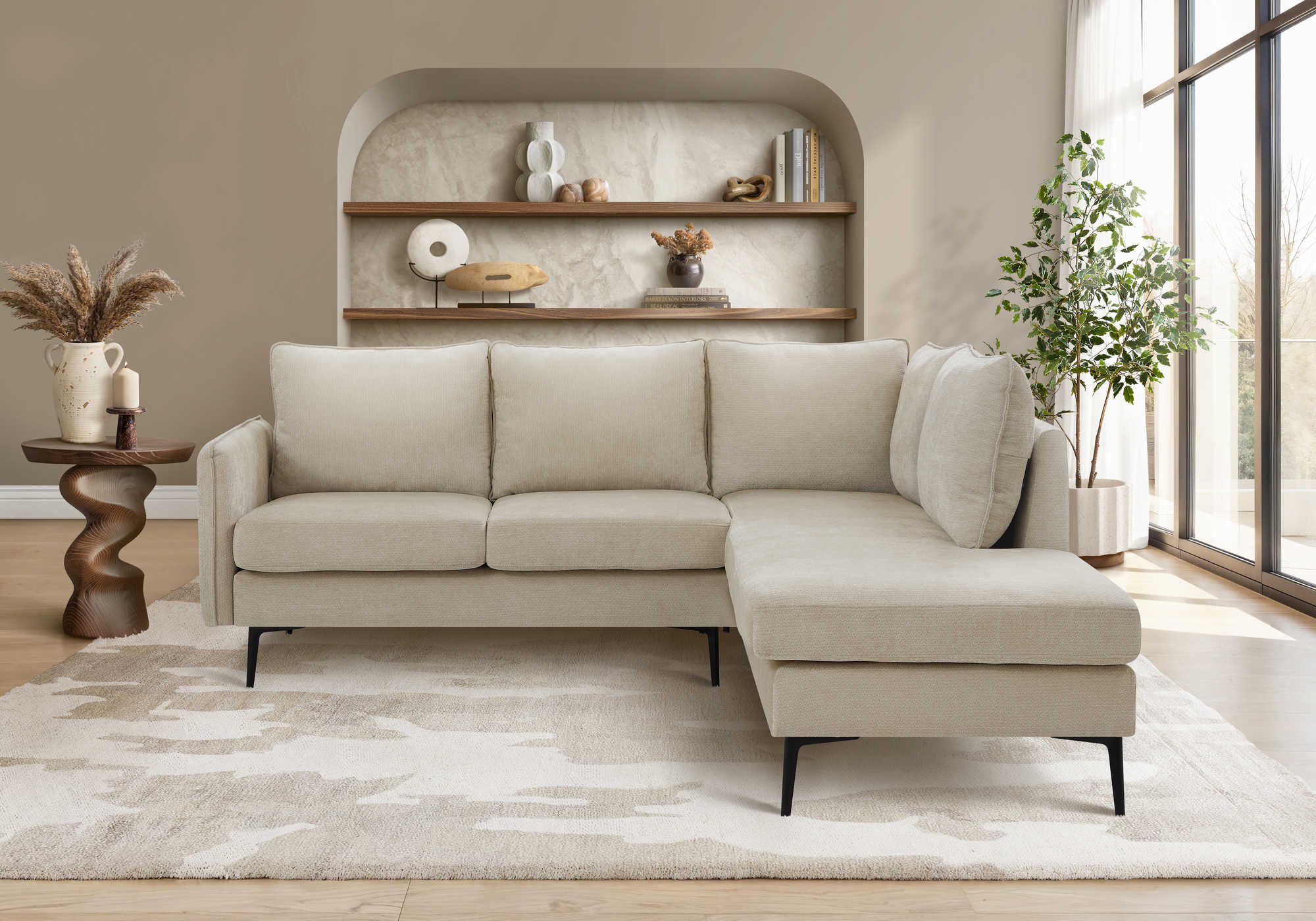 SOFA SECTIONAL - L/ARM FACING - BEIGE FABRIC #COACH-4 :8K15C04
