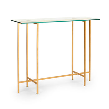 Table console avec plateau en verre Ida : cadre doré