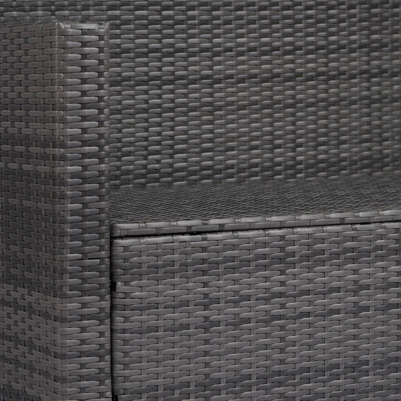 Mobilier d'extérieur avec table, meubles en osier avec causeuse et 2 chaises pour jardin, bord de piscine, gris