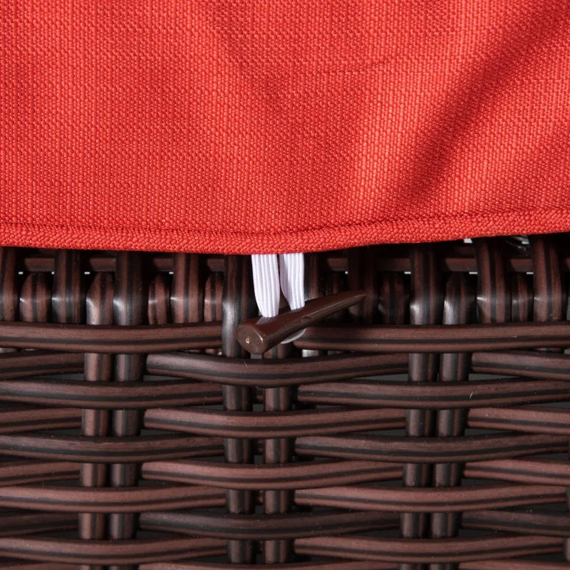 Ensemble de canapé de patio en osier 7 pièces, ensemble de meubles de conversation sectionnels en rotin PE avec table basse et coussin en verre trempé pour jardin, arrière-cour, rouge