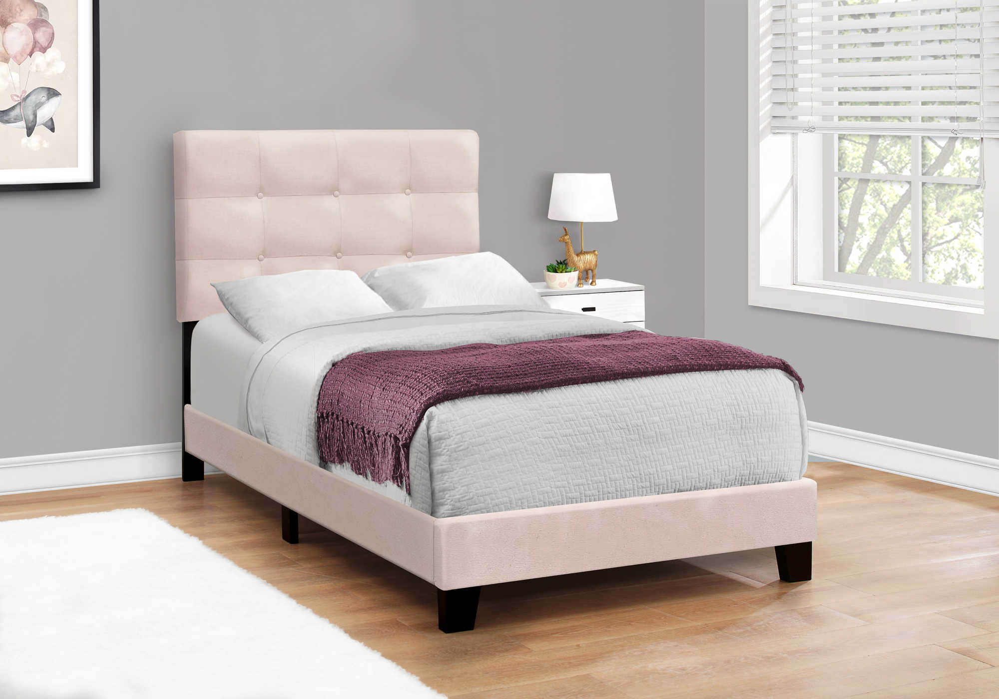 BED - TWIN SIZE / PINK VELVET / I 5916T