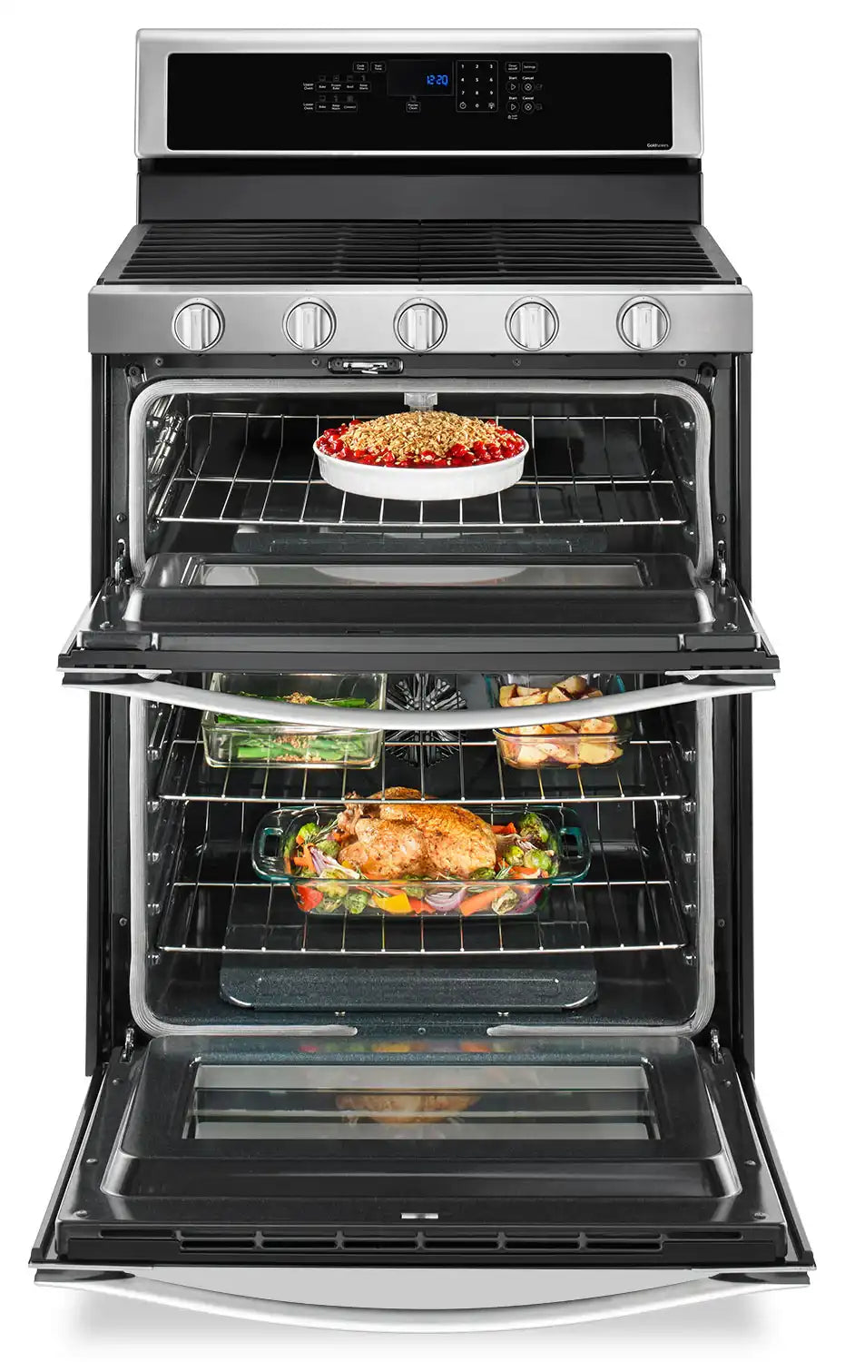 Cuisinière Whirlpool 30" 6 pi³ Gaz Double Four Acier Inox