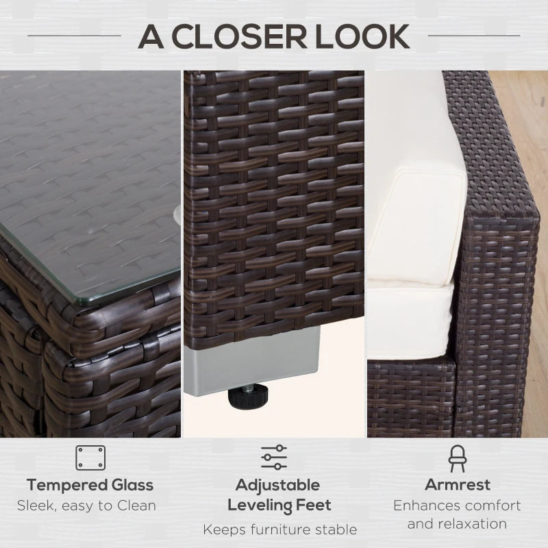 Ensemble de meubles de patio 6 pièces, ensemble de canapé sectionnel de jardin en osier de luxe, meubles de patio extérieur résistants à toutes les intempéries avec siège coussin pour porche, jardin, balcon au bord de la piscine