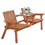 Banc de jardin pour 2 personnes avec table centrale et trou pour parasol, banc d'extérieur en bois 2 places avec design à lattes, orange