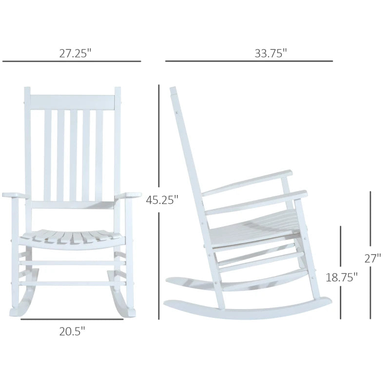 Chaise à bascule en bois blanc pour porche, fauteuil à bascule pour Patio, siège inclinable de loisirs unique