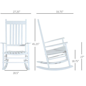 Chaise à bascule en bois blanc pour porche, fauteuil à bascule pour Patio, siège inclinable de loisirs unique