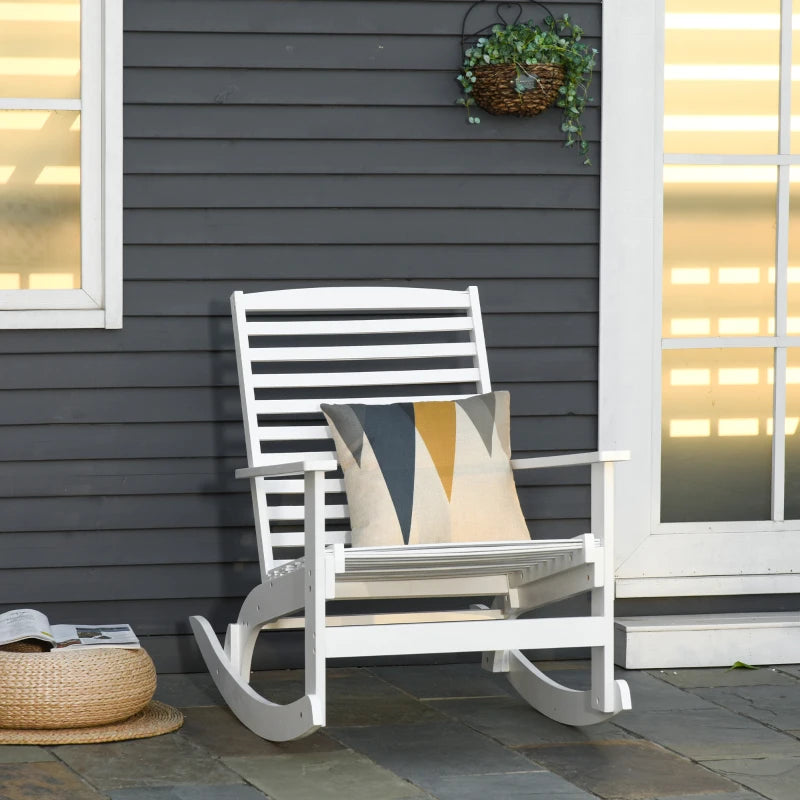 Chaise à bascule antidérapante pour balcon, jardin, terrasse, bambou blanc
