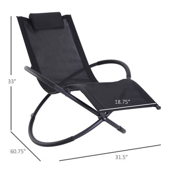 Chaise longue orbitale pliable à gravité zéro, chaise longue d'extérieur, chaise longue de jardin, chaise à bascule avec oreiller, noir