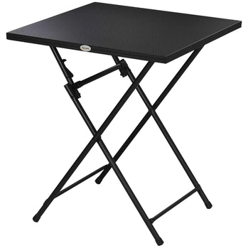 Table basse pliante, table de patio pliante, petite table d'appoint carrée avec dessus en plaque métallique, 23,6" x 23,6", noir