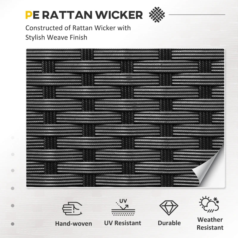Canapé de luxe 3 places en rotin et osier, mobilier de jardin et de terrasse avec coussin, noir