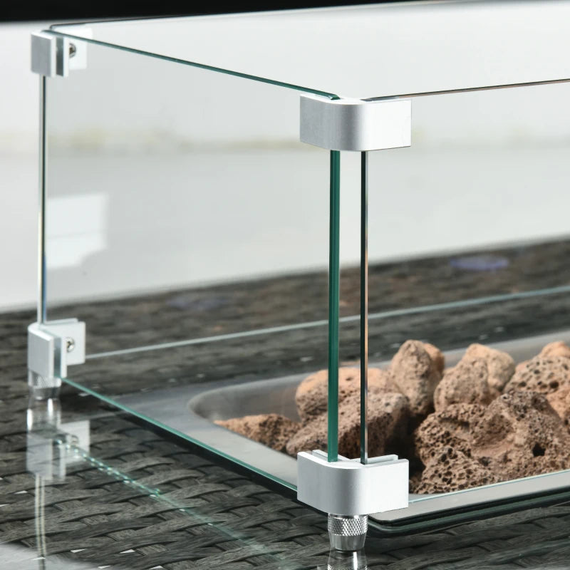 Ensemble de meubles de patio 6 pièces avec table de foyer à gaz de 50 000 BTU, table de salle à manger et chaises d'extérieur en rotin PE, ensemble de canapé de conversation sectionnel avec coussins, gris