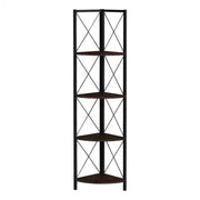 BIBLIOTHEQUE - 60"H / ESPRESSO / ETAGERE EN COIN METAL 