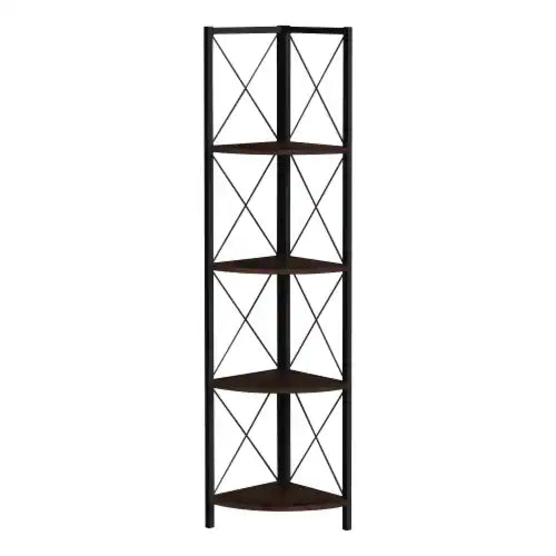 BIBLIOTHEQUE - 60"H / ESPRESSO / ETAGERE EN COIN METAL