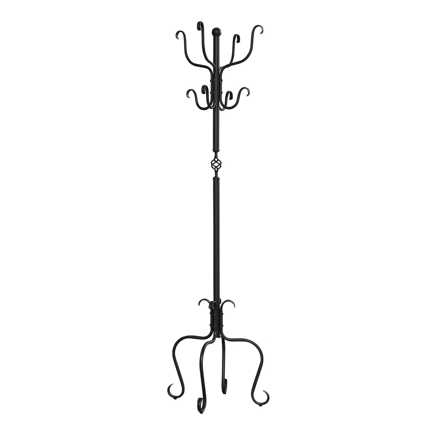 PORTE-MANTEAU - 74"H / MÉTAL NOIR MARTELÉ TRADITIONNEL 