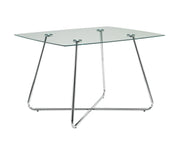 TABLE A MANGER - 36"X 48" / CHROME AVEC VERRE TREMPE 8MM 
