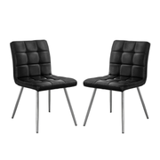 CHAISE DE SALLE A MANGER - 2PCS / 32"H / SIMILI-CUIR NOIR / CHROME 