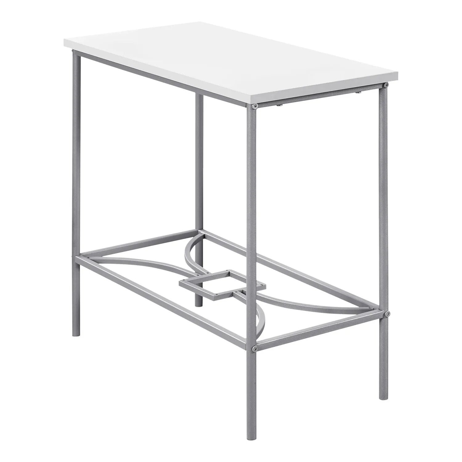 TABLE D'APPOINT - 22"H / BLANC / METAL ARGENT
