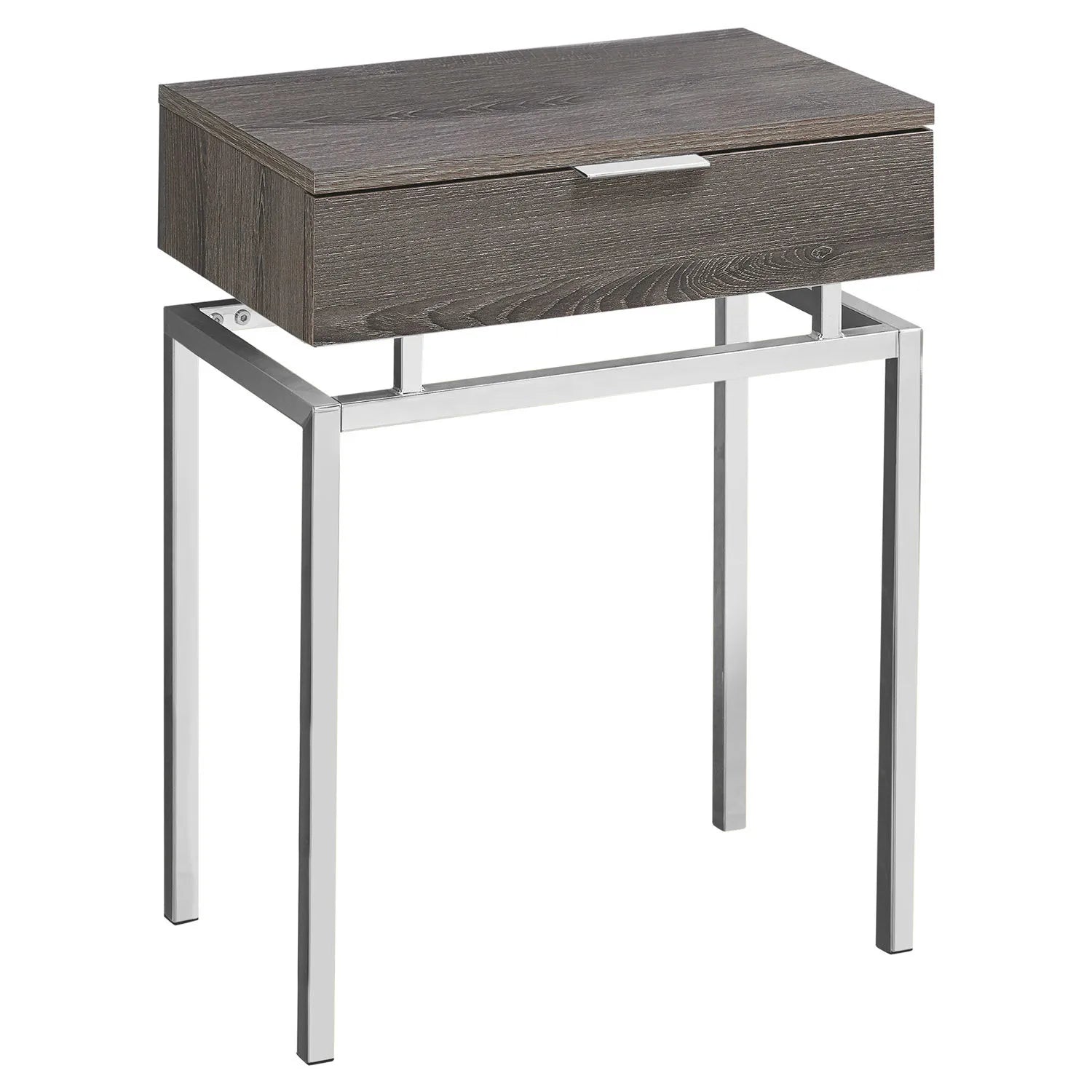TABLE D'APPOINT - 24"H / FONCE TAUPE / METAL CHROME 
