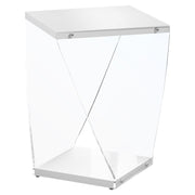 TABLE D'APPOINT - 22"H / BLANC BRILLANT / ACRYLIQUE TRANSPARENT 