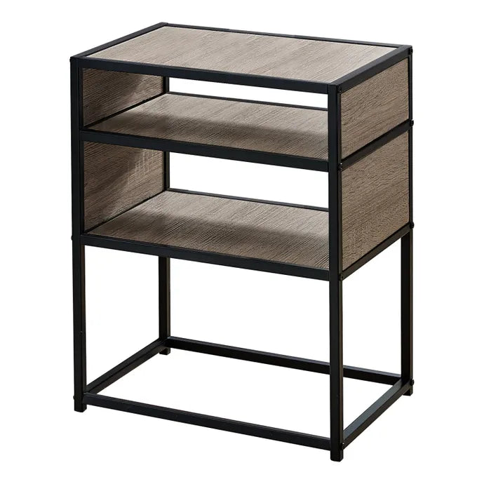 TABLE D'APPOINT - 22"H / TAUPE FONCE / METAL NOIR 