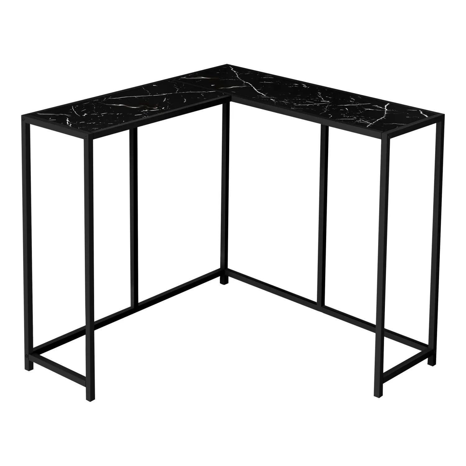 TABLE D'APPOINT - 36"L / MARBRE NOIR / CONSOLE DE COIN NOIRE