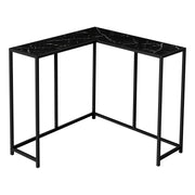 TABLE D'APPOINT - 36"L / MARBRE NOIR / CONSOLE DE COIN NOIRE