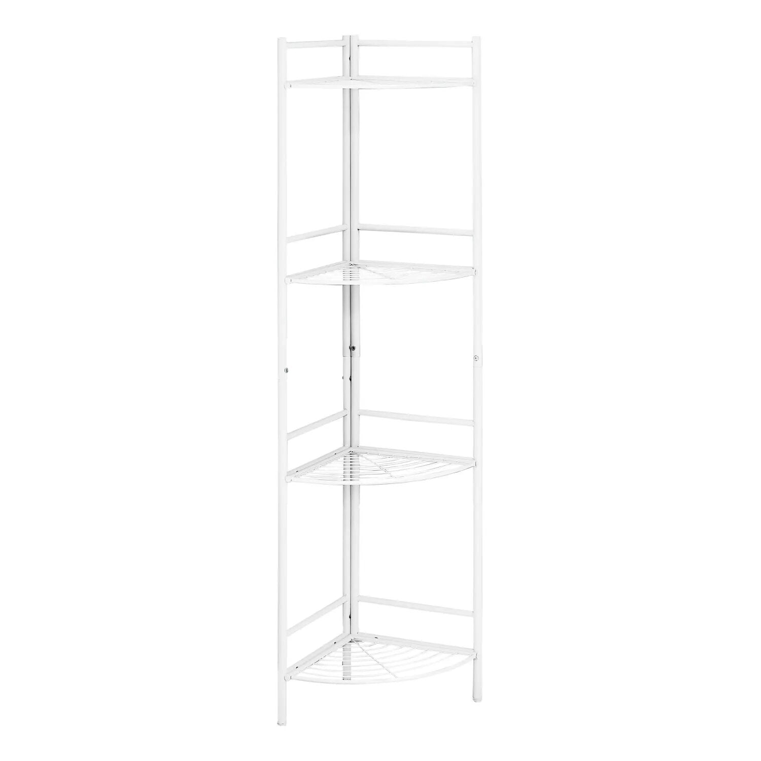 BIBLIOTHÈQUE - 58"H / ÉTAGÈRE EN COIN EN MÉTAL BLANC
