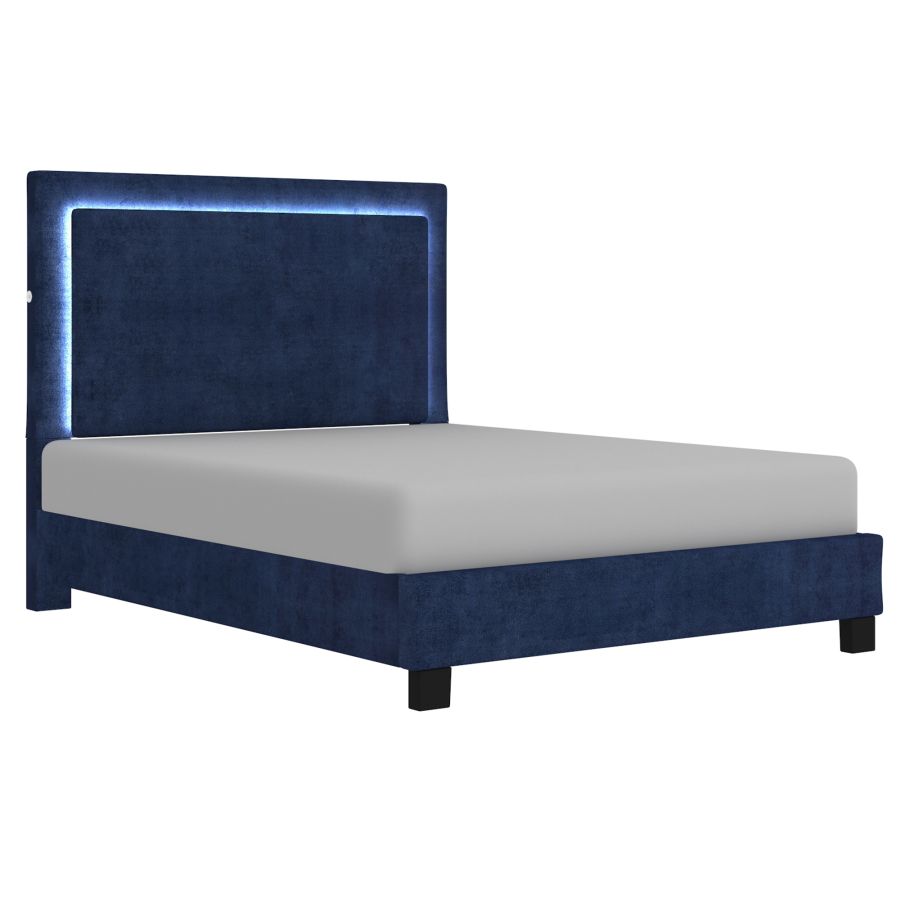 Plateforme grand lit Lumina 60" avec lumière en bleu