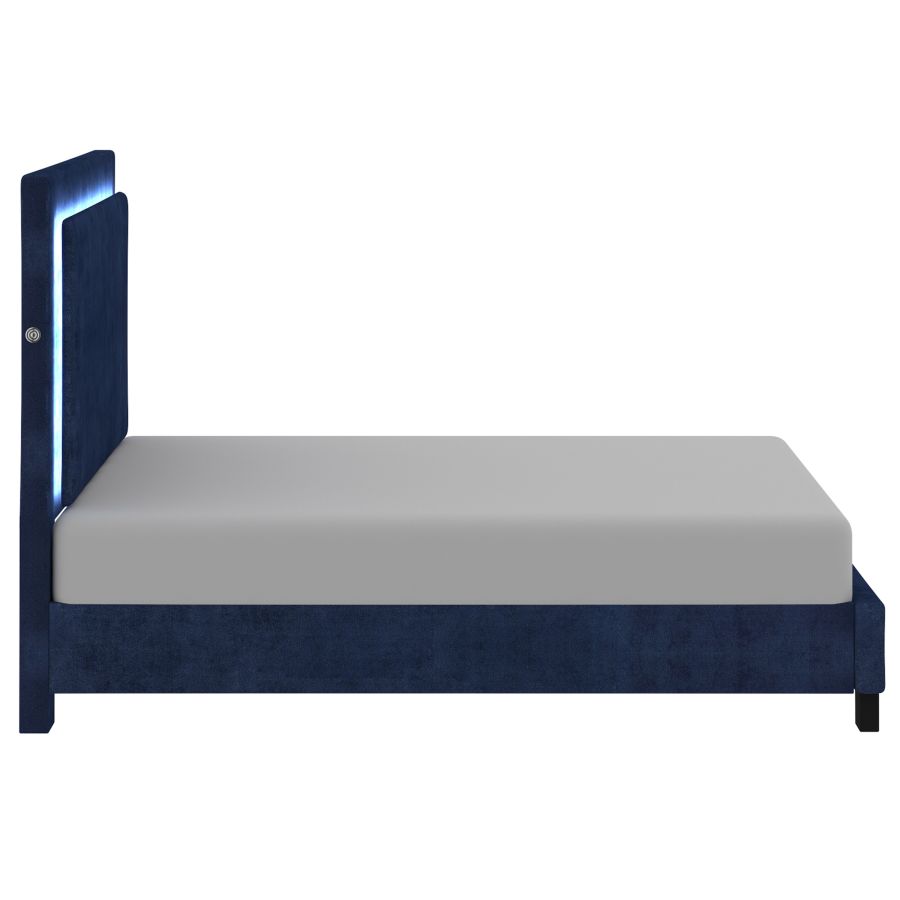 Plateforme grand lit Lumina 60" avec lumière en bleu