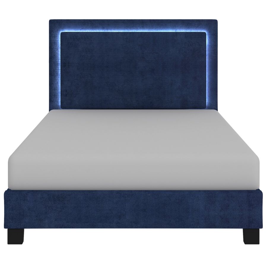Plateforme grand lit Lumina 60" avec lumière en bleu