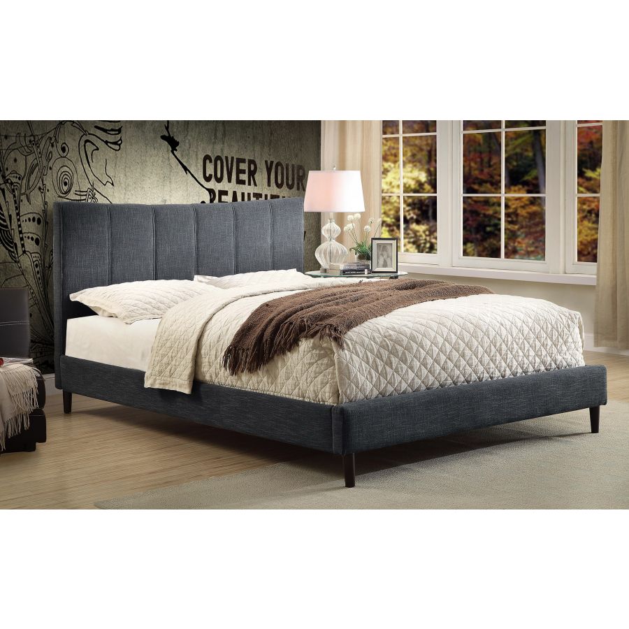 Grand lit plateforme Rimo de 60 po en gris