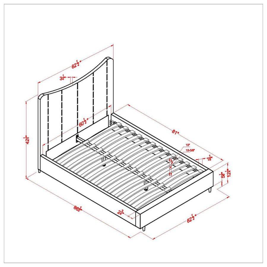 Grand lit plateforme Rimo de 60 po en gris